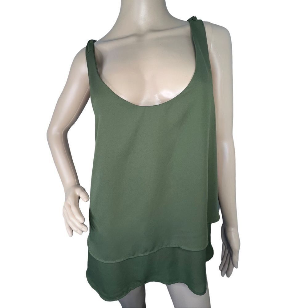 4SI3NNA Army Green Professional Flowy Tank Top With Tie Straps